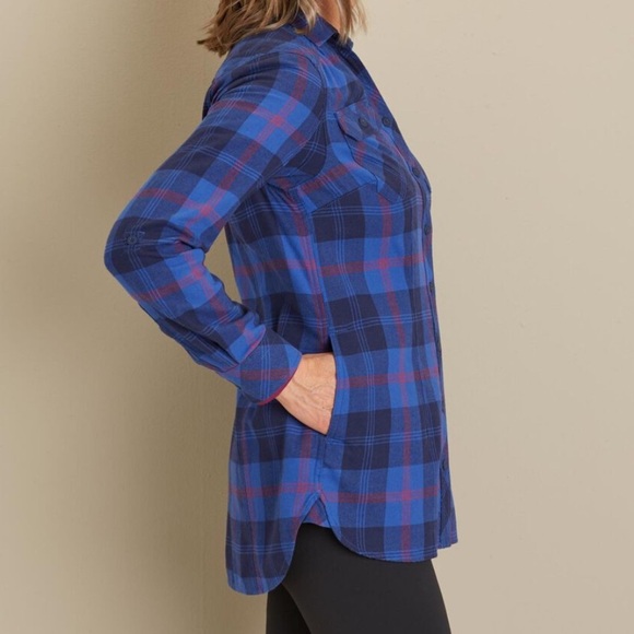 Duluth Trading Women's Crosscut Wicking Flannel Tunic Sz S - Picture 1 of 10